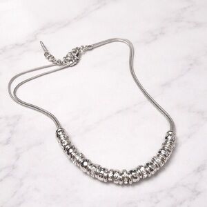 Nine West Silver Beaded Necklace Adjustable Chain